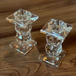 A pair of Swarovski crystal candle holders - Flawed